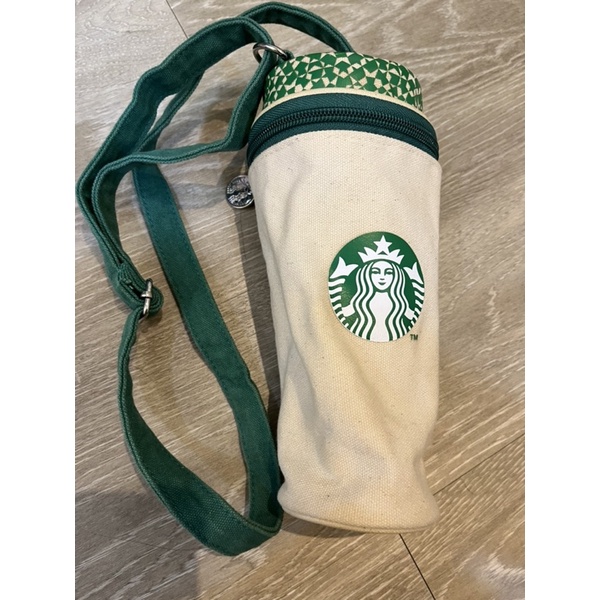 二手良品正版  星巴克 Starbucks 綠女神 經典隨行杯袋 單杯斜背水壺袋 斜背包 環保杯袋 水壺包 造型包