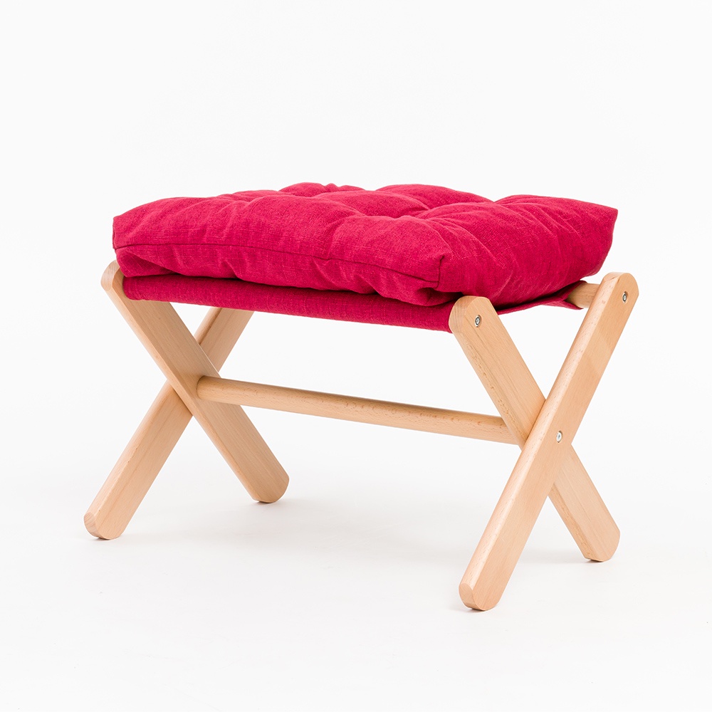 【生活工場】北歐簡約櫸木椅凳-紅色