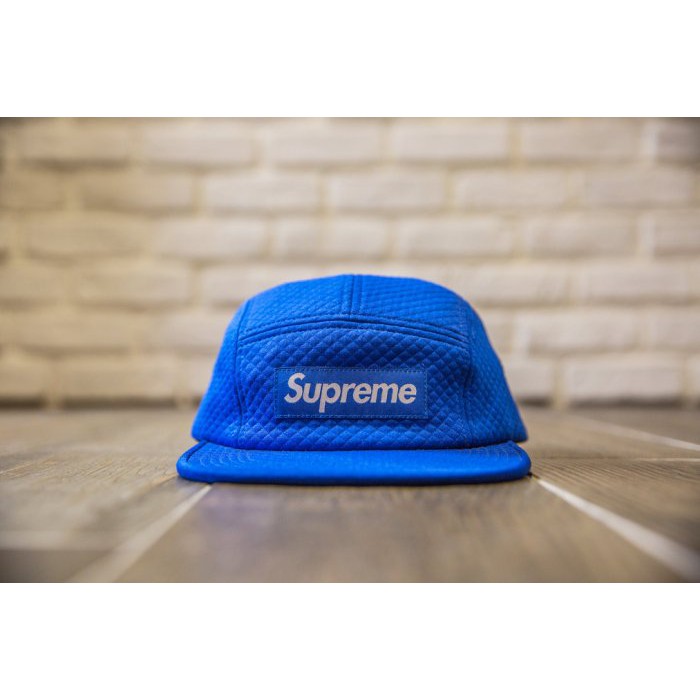 【紐約范特西】2015 FW SUPREME JACQUARD QUILT CAMP CAP 五分割帽 藍色