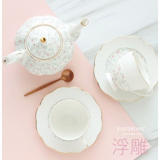 【Just Home】骨瓷咖啡杯 咖啡杯盤組 200ml JustHome 英式茶壺 英式下午茶茶具