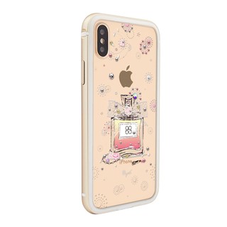 apbs iPhone Xs Max 6.5吋施華彩鑽鋁合金屬框手機殼-金色維也納馨香