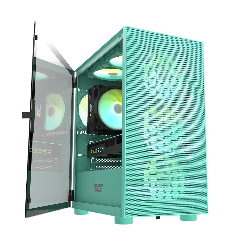 darkFlash大飛 DLM21 (鐵網版) 薄荷綠 M-ATX 電腦機殼 空機箱 (不含風扇)