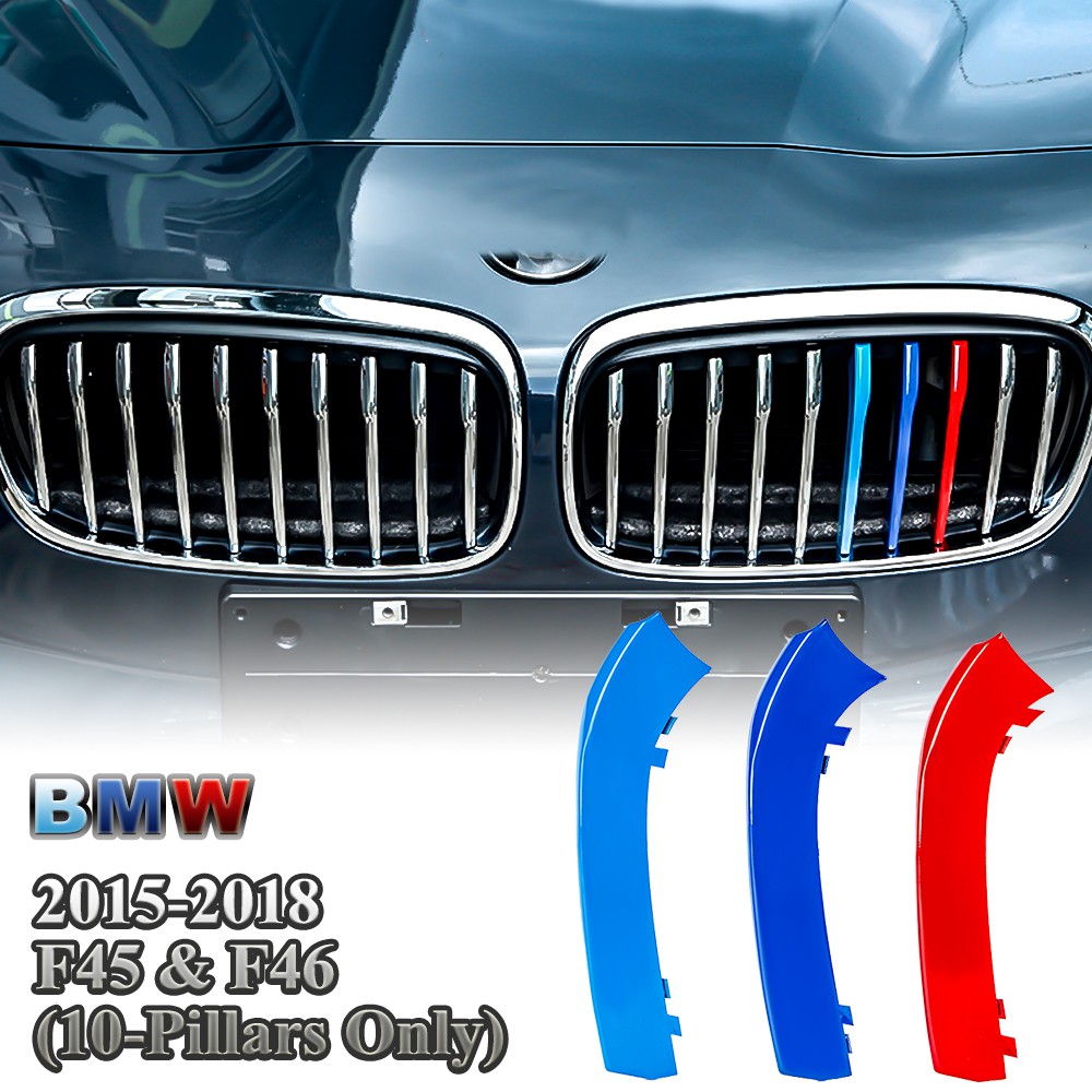 2014-2020 BMW F45 2AT/F46 2GT 10槓 水箱罩M Power三色飾條/三色條-烤漆款