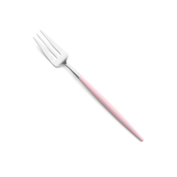 【Cutipol】GOA系列-粉銀霧面不銹鋼-17cm點心水果叉 葡萄牙手工餐具
