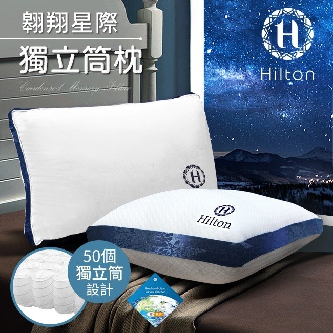 (07/19晚上8點收單)Hilton希爾頓 翱翔星際抑菌獨立筒沉睡枕 一對/免運直發 A950WE#10007-010