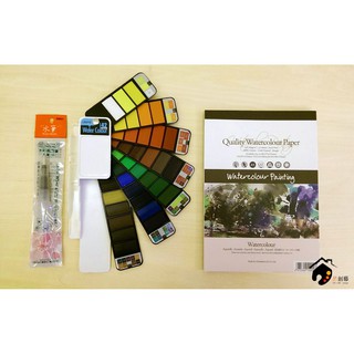 台灣UMAE奧瑪 奧馬 旅行者 口袋水彩套裝組 塊狀水彩 城市速寫 手帳-18色/42色