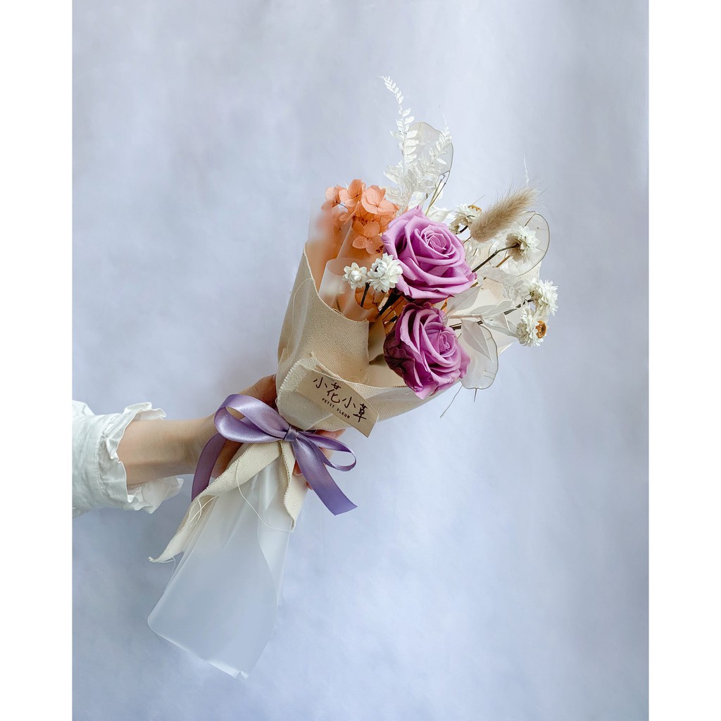 小花小草petit Fleur 乾燥花小花束春花 浪漫紫生日花束 畢業花束 情人節花束 手作花束 拍照小物 蝦皮購物
