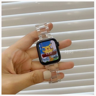 現貨 冰川限定 錶帶98/7/se/6/5/4/3/2代蘋果手錶錶帶透明果凍apple watch錶帶樹脂小冰塊44mm