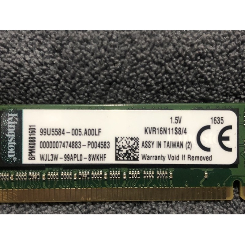 金士頓 DDR3-1600 4G 桌上型記憶體（240pin DIMM）
