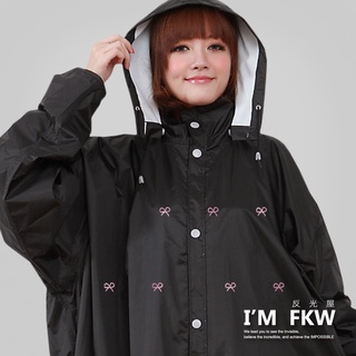 反光屋FKW 雨衣 反光雨衣 甜美可愛 網狀內裡透氣不黏身 粉色小蝴蝶結圖案反光 騎車時尚安全 紫/桃紅 贈提袋