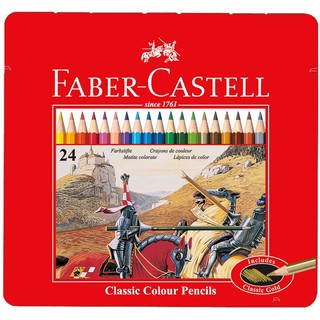 Faber-Castell德國輝柏｜油性色鉛筆24色 紅色鐵盒｜115845【諾貝爾網路商城】