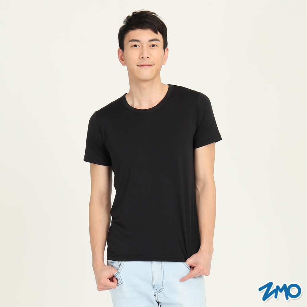 【ZMO】男親膚圓領 排汗 短袖T恤 - 黑色