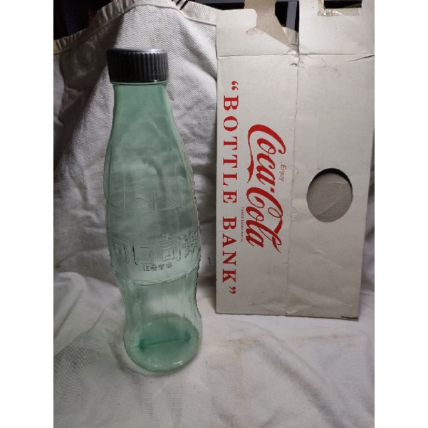 可口可樂絕版收藏 可樂曲線瓶造型透明存錢筒coca cola 撲滿bottle bank含原外包裝紙盒可存50元硬幣