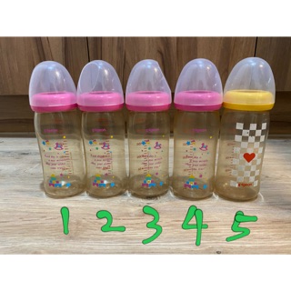 二手/日本購回的限定版貝親pigeon塑膠寬口奶瓶/塑膠奶瓶/卡通/PPSU奶瓶/240ML