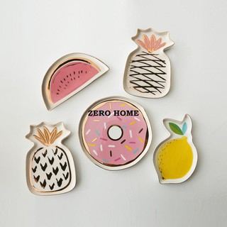 ZERO HOME北歐ins風 手描金邊水果造型首飾盤 戒指手鏈收納盤 桌面鑰匙盤#超取請聊聊我#預購