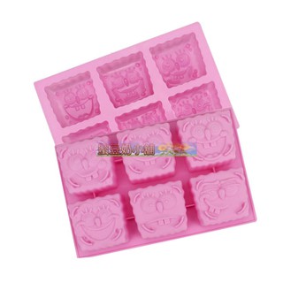 蜜豆奶小舖/6連孔 海綿寶寶動物造型矽膠模具 手工皂模具 蛋糕模具 輕黏土模具 石膏模具食品級環保矽膠模