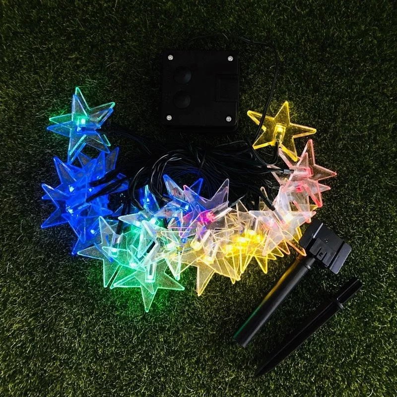 【太陽能百貨】C-34 太陽能燈串 30LED燈串 星星戶外防雨燈串 節慶 裝飾燈 聖誕節 耶誕節 庭園燈