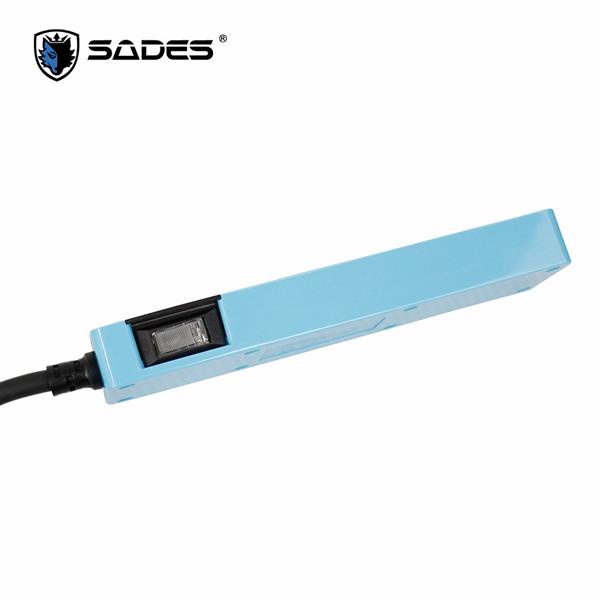 賽德斯SADES 1切4插座-黑藍1.5米大電流電競延長線 (台灣公司貨)(台灣本島免運費)