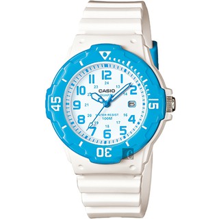 CASIO 卡西歐 迷你運動風指針手錶-藍圈x白 LRW-200H-2BV 開學季禮物