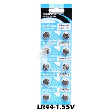 水銀電池 鈕釦電池 LR44 A76 AG13/1.55V 1卡10入 ~ 萬能百貨