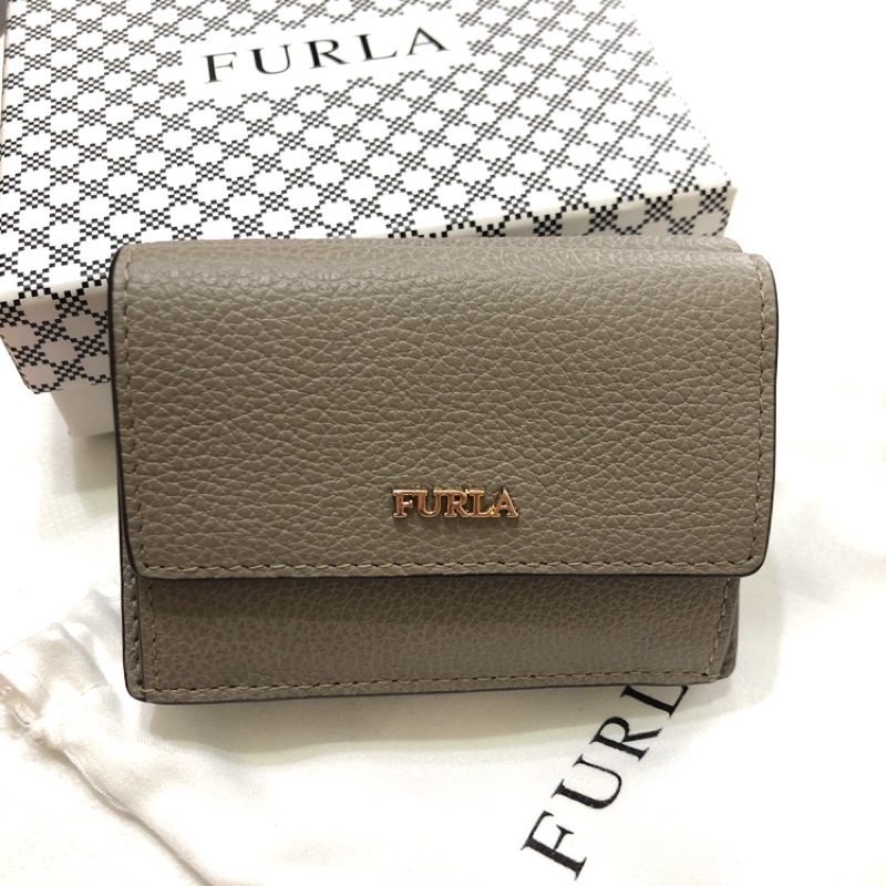 FURLA 超實用 全新灰色 短夾 皮夾wallet （附盒子、紙袋）
