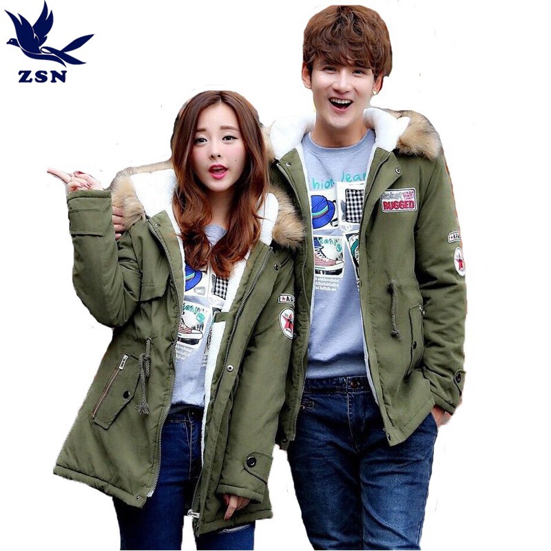 韓版潮流秋冬中長款防寒棉衣 內裡超加絨加厚棉服大衣 大碼情侶防風連帽外套 刷毛修身百搭保暖外套 休閒風運動風男女款大衣