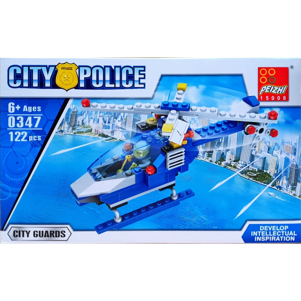 樂高磚市警察直升機警察飛機