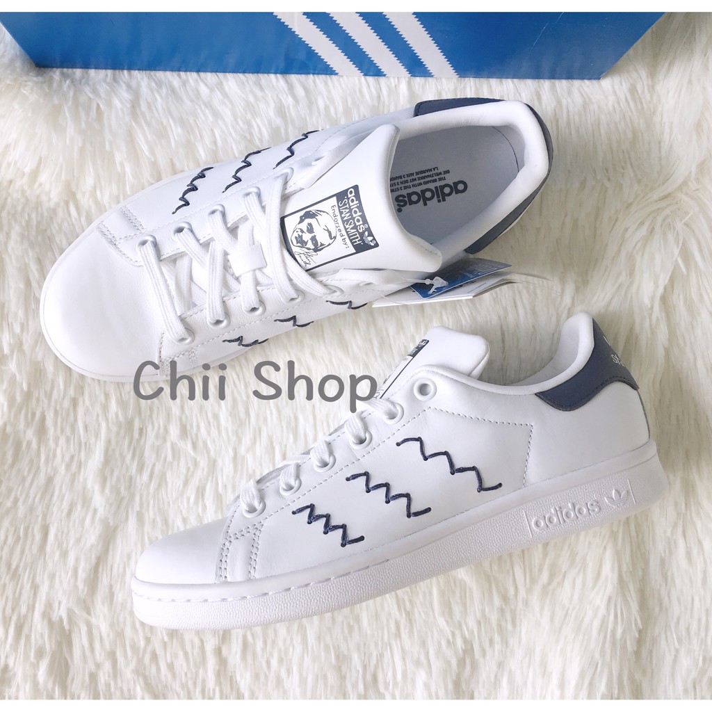 CHII】韓國代購adidas Stan Smith 深藍藍海軍藍閃電縫線藍線BZ0402 | 蝦皮購物