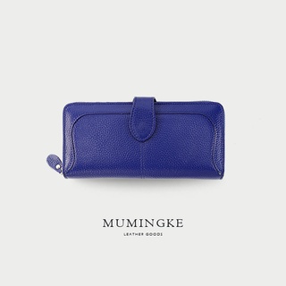 長夾 皮夾 真皮牛皮荔枝紋女用單扣對折大容量女夾手拿包【慕名客MUMINGKE】
