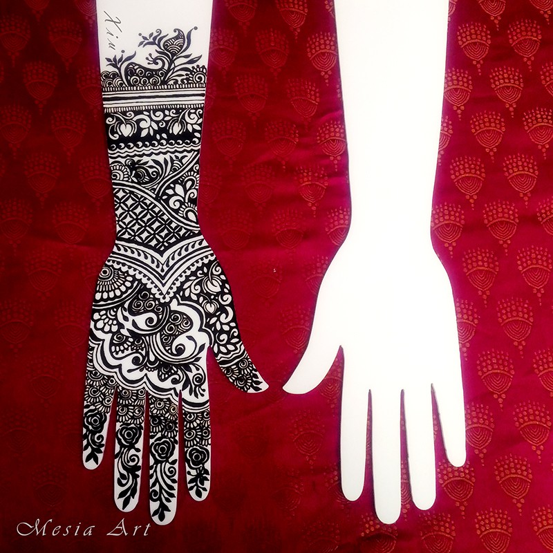 指甲花人體彩繪壓克力練習手板模型 長版單手一支入 - Henna 印度新娘漢娜手繪手型