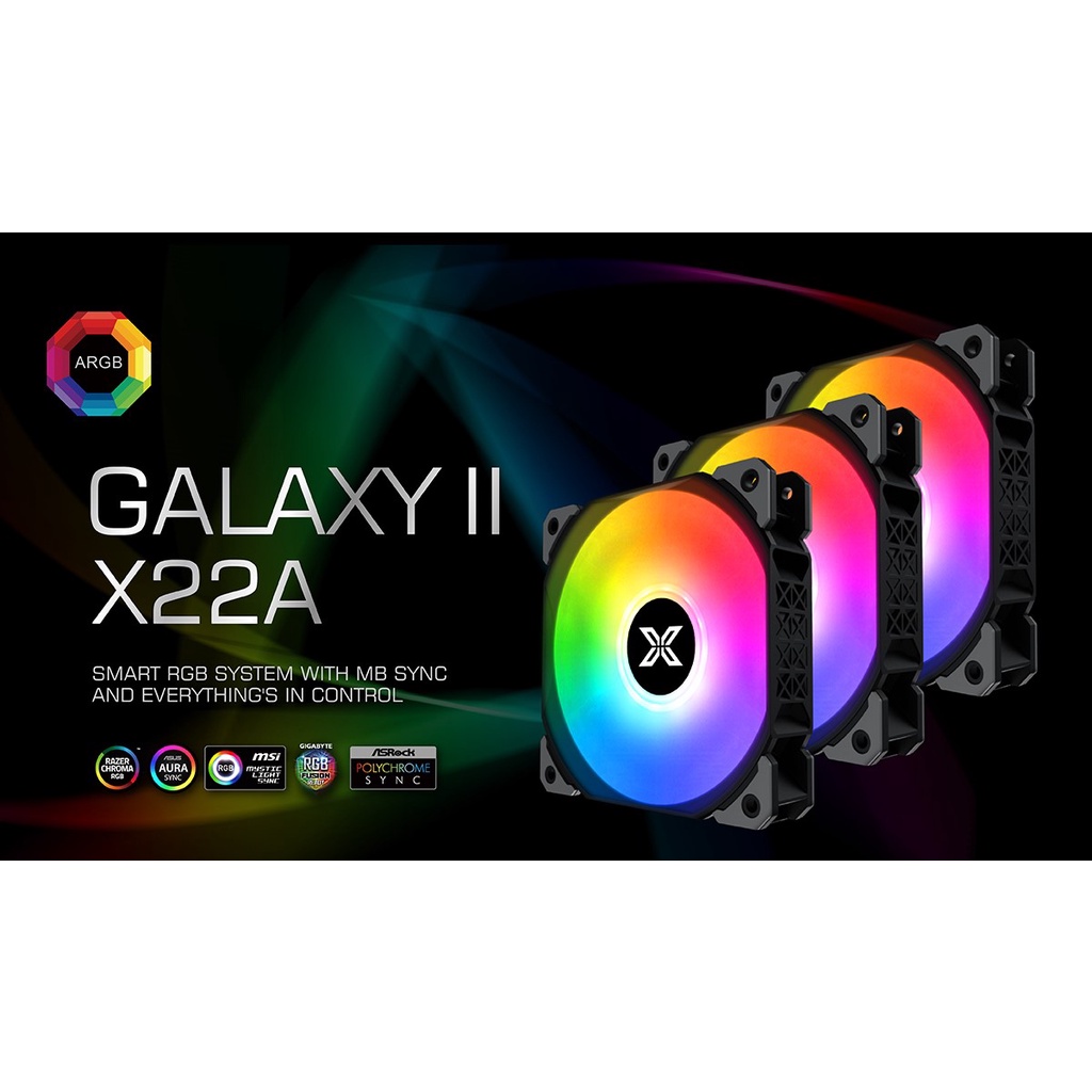 ⚔侯爵科技⚔ Xigmatek GalaxyII X22A ARGB 3合1 液壓機殼風扇 含遙控器+控制盒