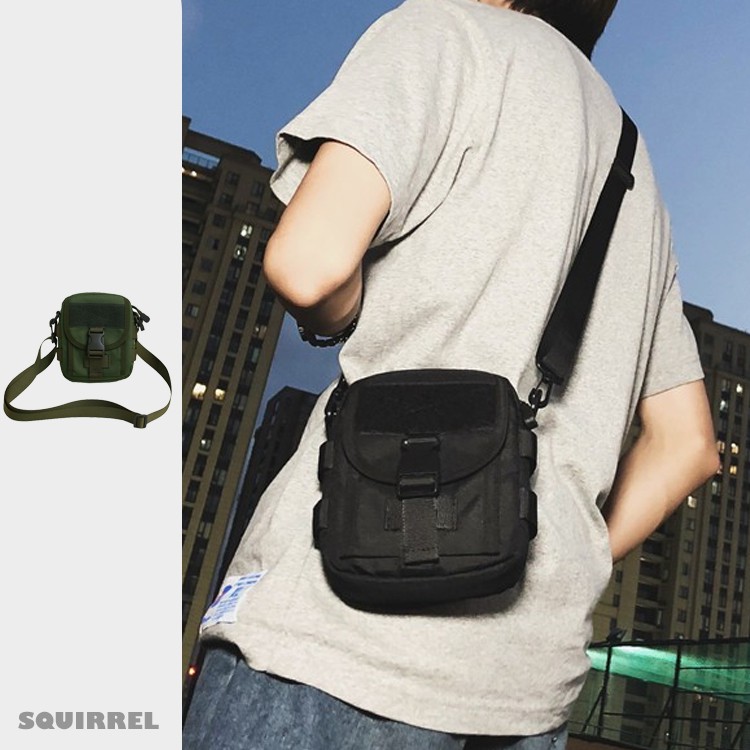 【Squirrel松鼠】工裝小包 側背包 側背小包 軍綠 卡其 黑色 工裝 古著 中性 街頭 軍裝 手機包