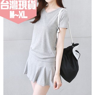 「M~XL。台灣現貨」3色 兩件式 連帽上衣 傘狀褲裙 套裝 (P1120)