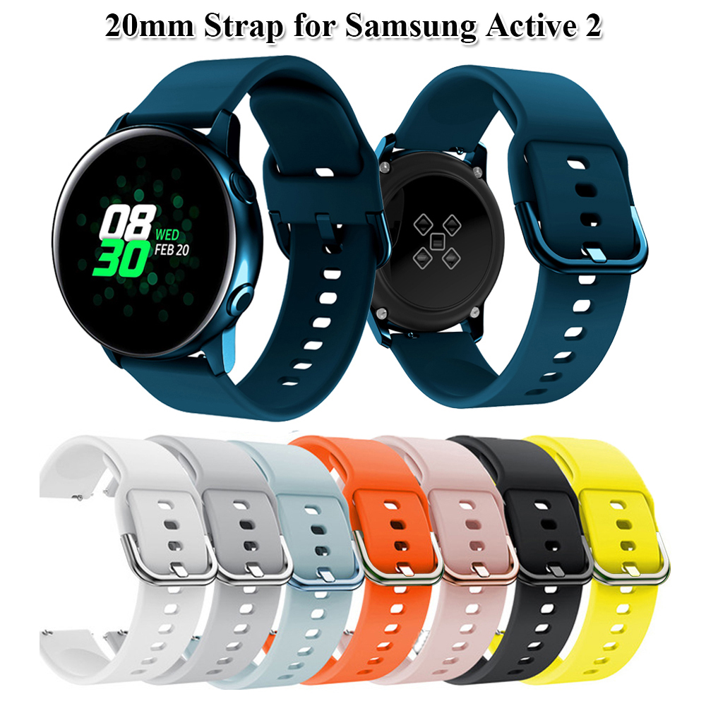 20mm錶帶 適用於三星Galaxy Watch 3 41mm Active 2硅膠官方扣錶帶 GT2 智慧手錶錶帶
