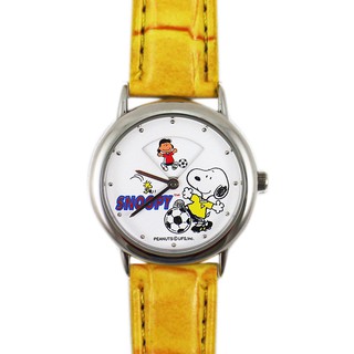 卡漫城 - 史奴比 手錶 旋轉秒針 ㊣版 皮革 黃色 足球 男錶 女錶 兒童錶 卡通錶 Snoopy 6折特價