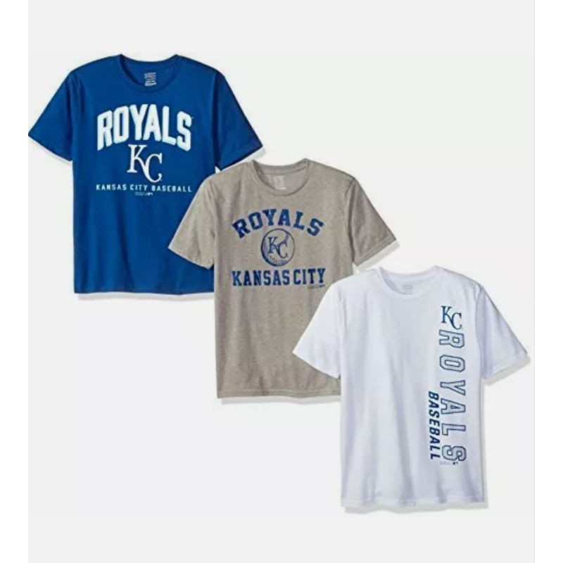 美國購回 MLB大聯盟KC皇家隊 綿T 綿質球衣三件組合 青少年上衣