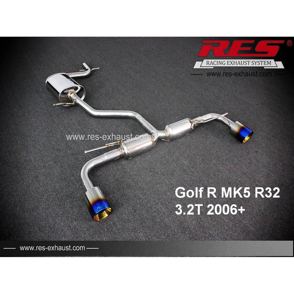 【RES排氣管】 Golf R MK5 R32 3.2T 2006+ 不銹鋼/鈦合金 中尾段 電子閥門 JK總代理