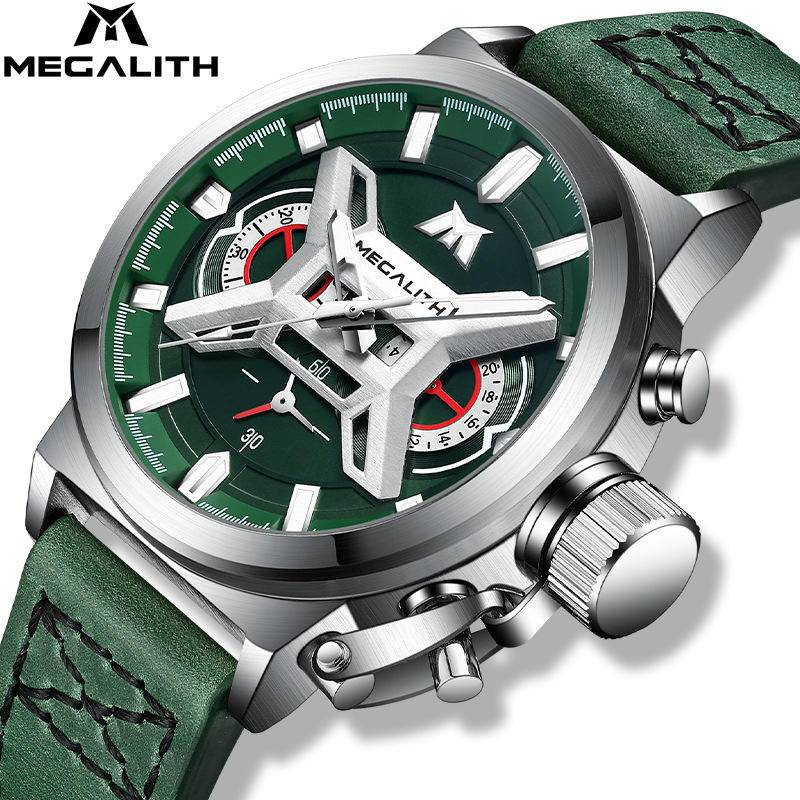 【飾碧得】MEGALITH 石英錶多功能防水運動時尚潮流男士計時碼錶8263