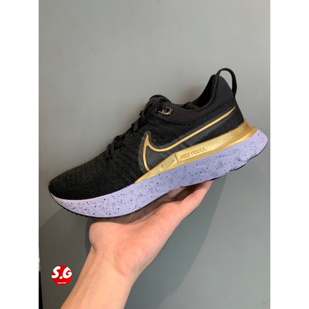 S.G W NIKE REACT INFINITY RUN FK 2 黑紫金 慢跑鞋 編織 女鞋 CT2423-009