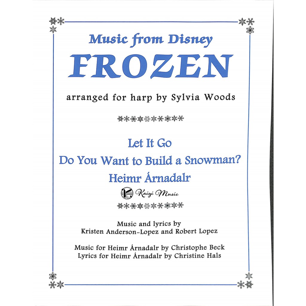 【凱翊 | HL】迪士尼 冰雪奇緣 豎琴樂譜 Music from Disney Frozen Harp