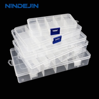 NINDEJIN 10-24格 透明塑膠盒子小物零件收納 可拆分DIY分隔盒 儲物分類盒 螺絲五金電子元件分類整理工具盒