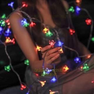 戶外防水電池盒款/USB供電款櫻花LED聖誕燈串 8檔按鍵控制+遙控控制 庭院造景燈生日派對氣氛裝飾燈防水串燈彩燈