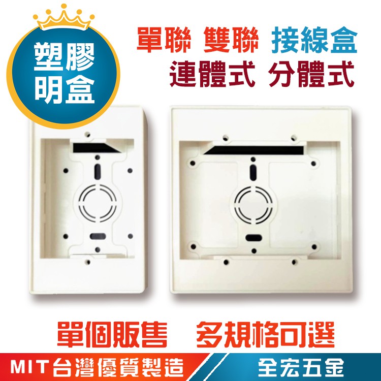 【全宏五金】 📣台灣製造✨ 單聯 雙聯 連體式 分體式 BOX 塑膠明盒 便當盒 開關 插座 蓋板 接線安裝明盒