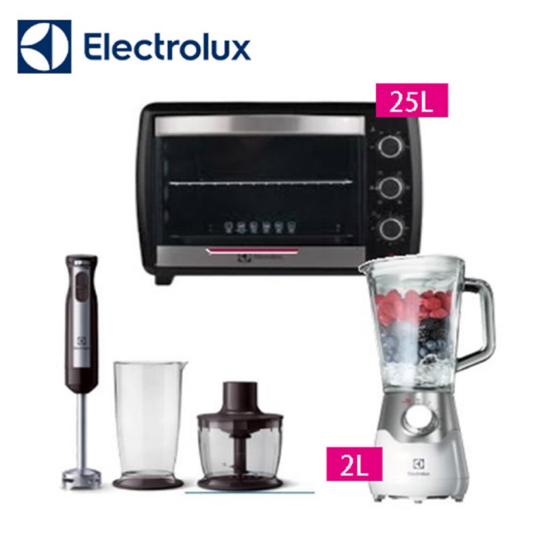 Electrolux 伊萊克斯 廚房家電 三件組 (25L電烤箱、2L果汁機、攪拌棒組