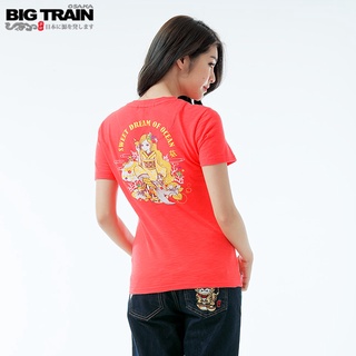 BIG TRAIN 人魚小葵短袖女T-桔紅-B85279