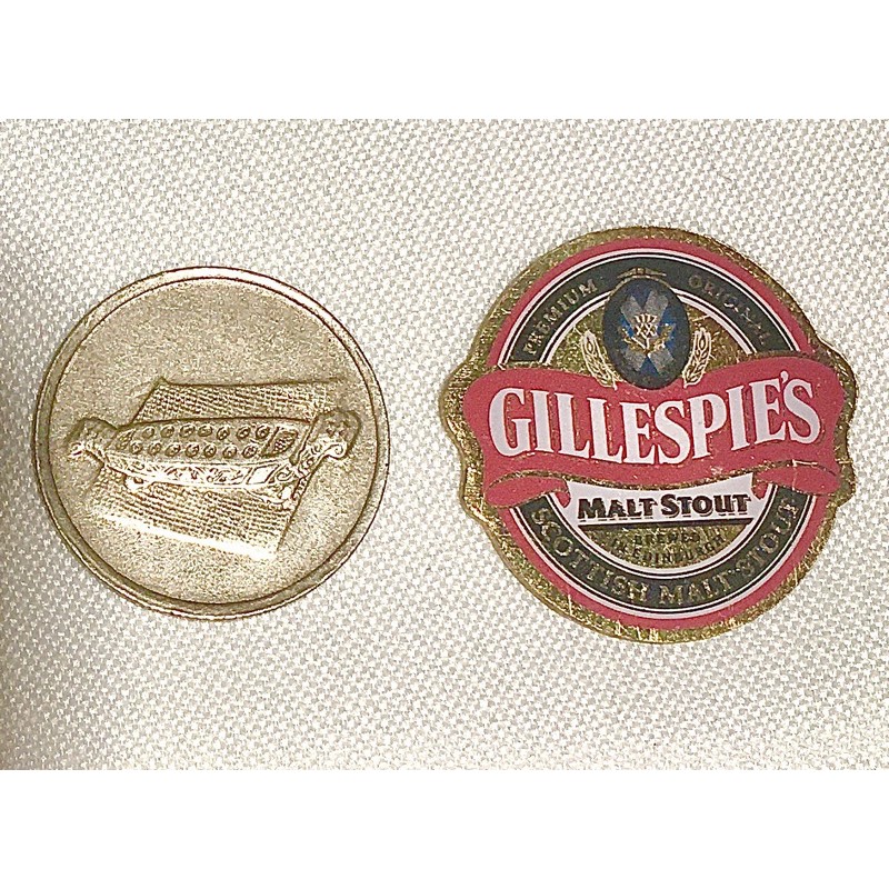 🇺🇸 美國 吉列斯 啤酒商標 紀念 磁鐵 啤酒 商標 Gillespies Malt Stout 黑麥酒磁鐵 百威