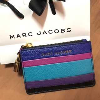 Marc Jacobs 撞色拼接真皮卡夾零錢鑰匙包