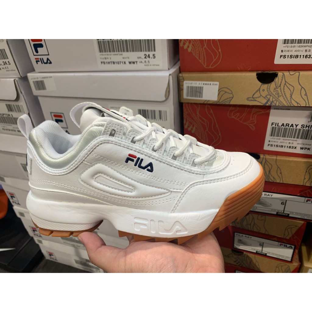 FILA DISRUPTOR 2 復古運動鞋 老爹鞋 鋸齒鞋 厚底增高 皮革 白 女生 4C113U119