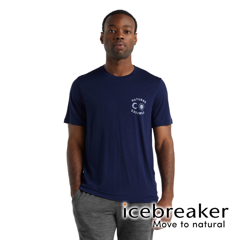 【icebreaker】Tech Lite II 男 羊毛圓領短袖上衣『海軍藍』0A59J8