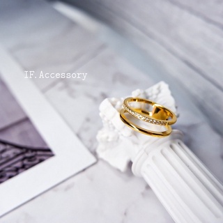 IF.Accessory -唯美金色光圈鑲鑽戒指